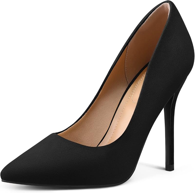 mysoft Zapatos de vestir de tacón alto para mujer con punta cerrada y tacón de aguja de 4 pulgadas