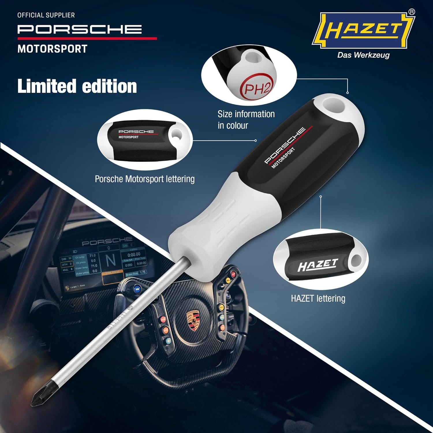 HAZET Porsche Motorsport Edition 811/6-PD Screw Driver Set 6-Piece PH Phillips and Slotted 3-Component Handle