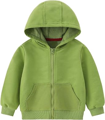 Toddler Hoodie Jacket Boys Long Sleeve Full Zip Hooded Solid Fall Winter Sport Pullover Sweatshirt Coat for Kids