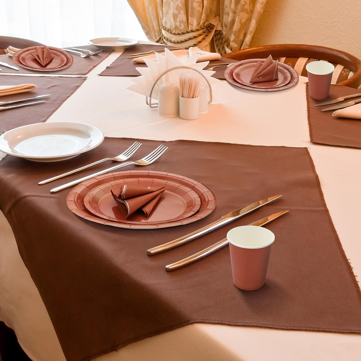 Dandat 200 Pcs Sage Green Paper Plates and Napkins Set, Disposable Dinnerware Includes 7'' & 9'' Paper Plates, Cups, Napkins for Birthday, Baby Shower, Wedding Party(Terracotta) - Image 5