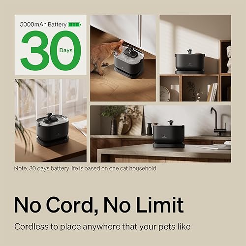 Vista 10 de PETLIBRO - Dockstream - Dispensador automático de agua potable para gatos, perros y mascotas, inalámbrico, que funciona con batería, con bomba