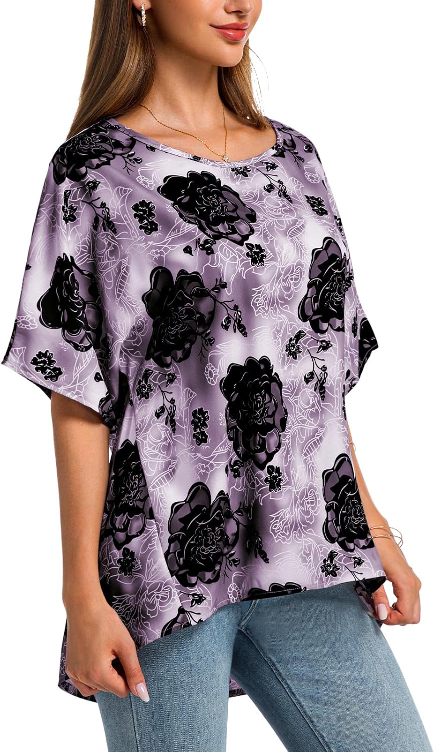 Women Short Sleeve Summer Boho Tops Tunic Shirts Crewneck Plus Size Cute Outfits Loose Fit Dressy Casual Blouses - Image 5