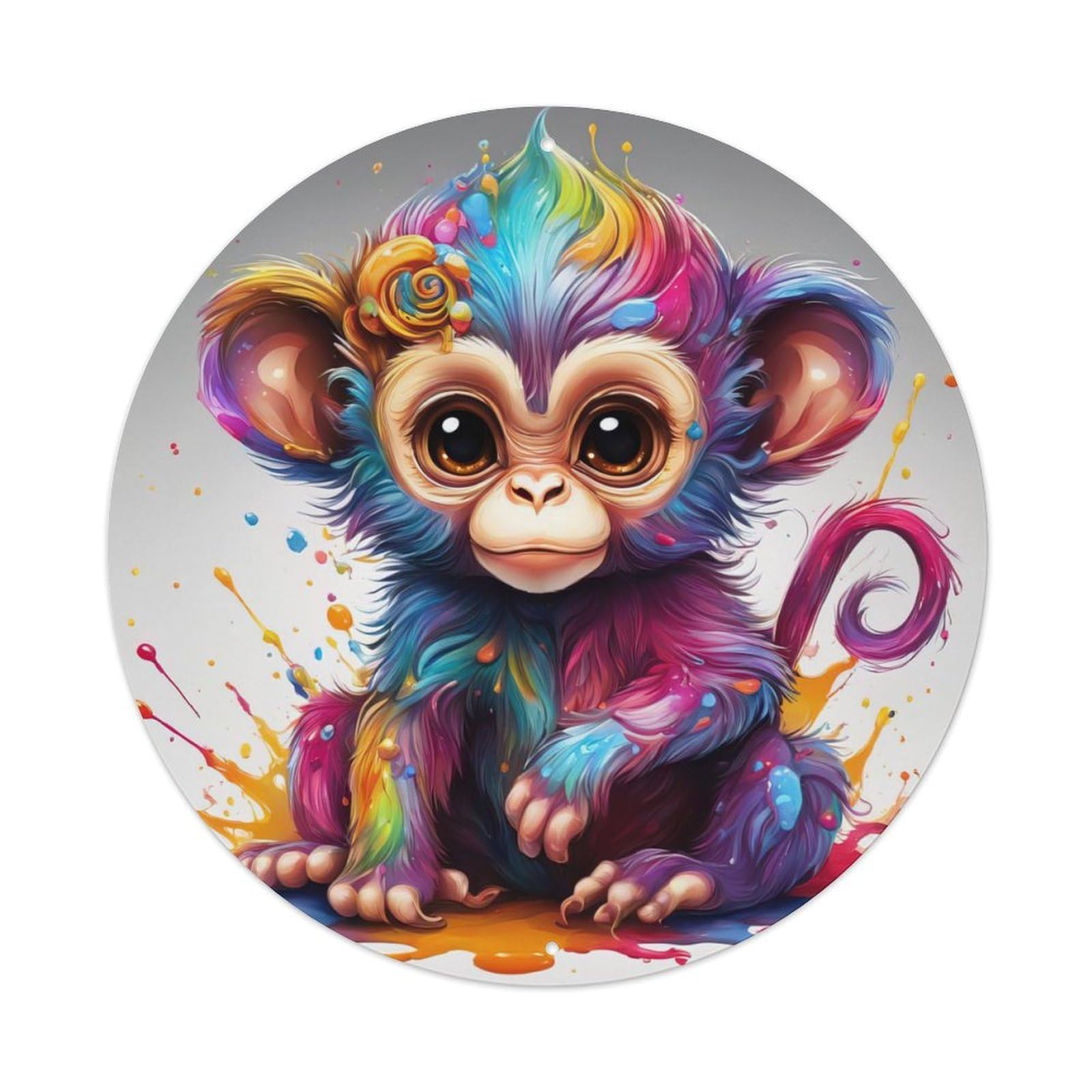 Animal Artwork Colourful Little Monkey Vintage Metal Tin Sign Plaque Wall Decor for Cafe, Club Bar, Office, Garden Metal Poster 8x8Inch