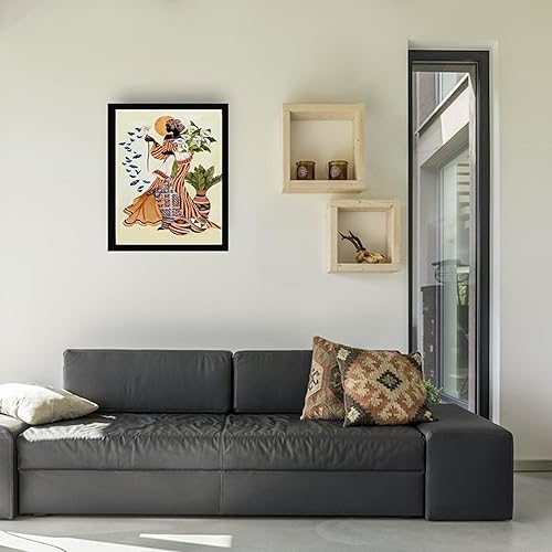 Miniatura 8 de Lentics Impresión artística de pared de jirafa al anochecer, animales geniales y naturaleza, 12 x 26 pulgadas, lienzopintura con textura y pósteres