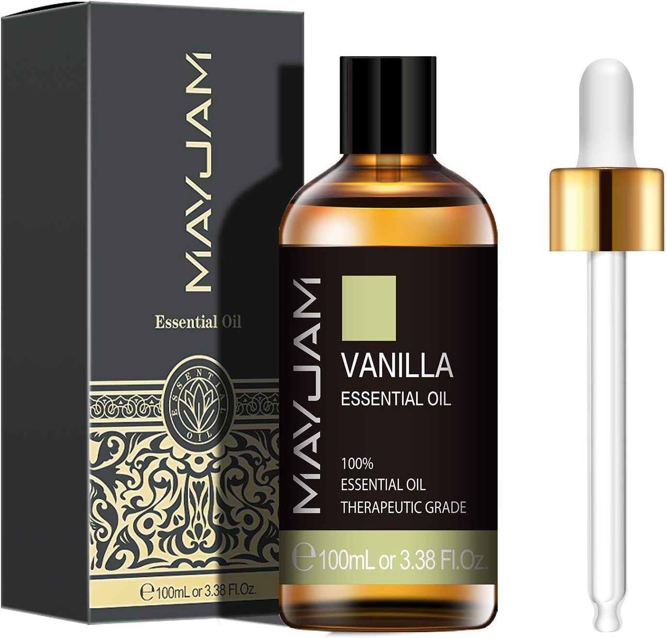 MAYJAM Vanilla Essential Oils 100ML, Vanilla Oil for Diffuser Humidifier, DIY, Home, Office, Pale Brown, 100 ml (Pack of 1)