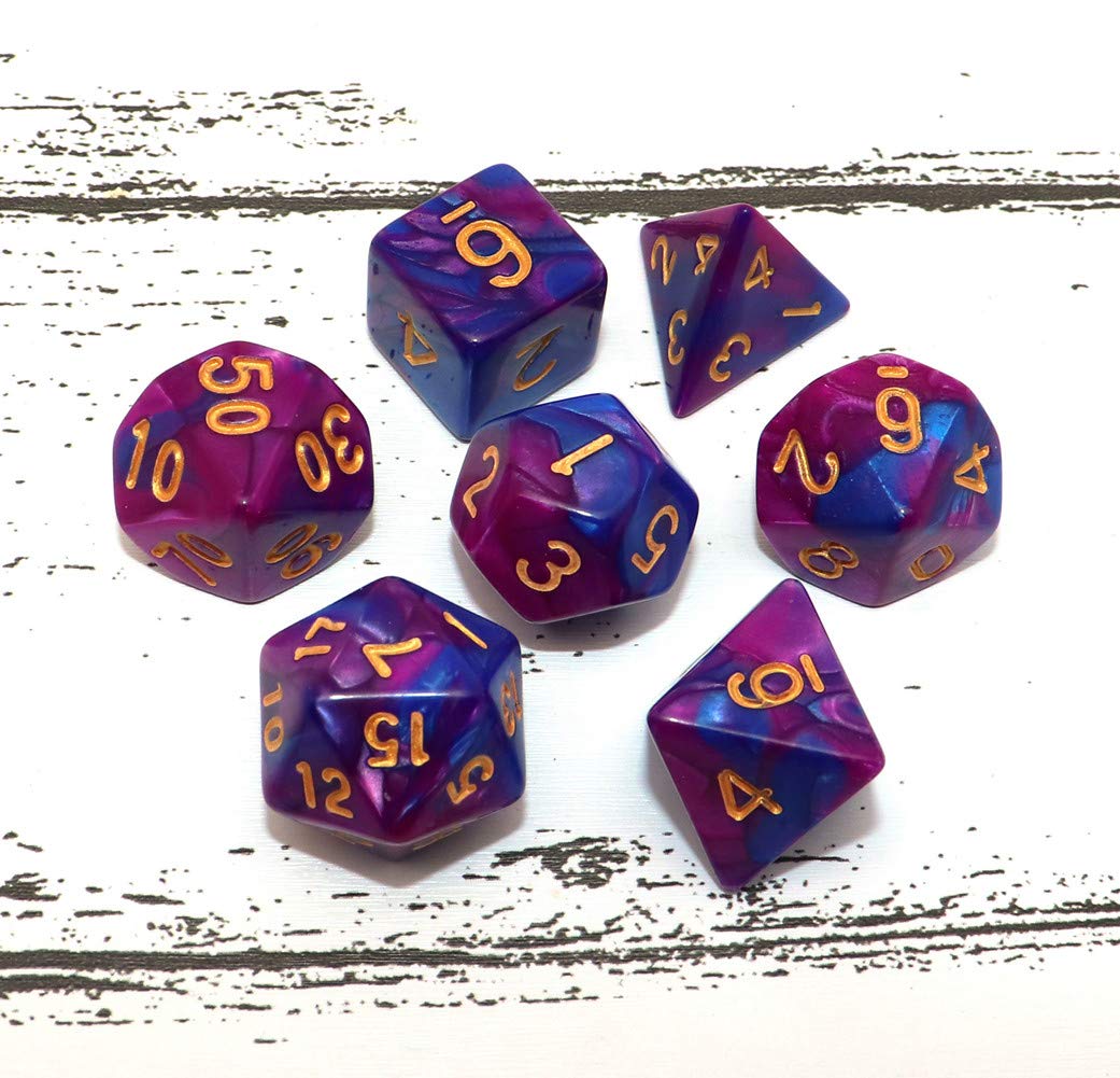 Set Di 10 Dadi Poliedrici A Due Colori Oro E Nero Per Giochi Di Ruolo DND, Dungeons And Dragons