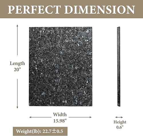 Miniatura 2 de Koville Norwegian Tabla de cortar de granito natural para cocina, 16 x 20 pulgadas, losa de piedra extra grande hecha a mano para queso, embutidos,