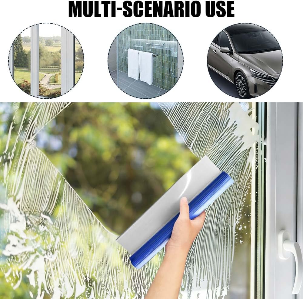 2PCS Car Squeegee, Squeegees for Car, 12 Inch Flexible Silicone Squeegee T-Bar Water Blade, Car Accessories Quick Drying Flexible Squeegee Wiper for Automotive Or Bathroom Drying (2PCS)
