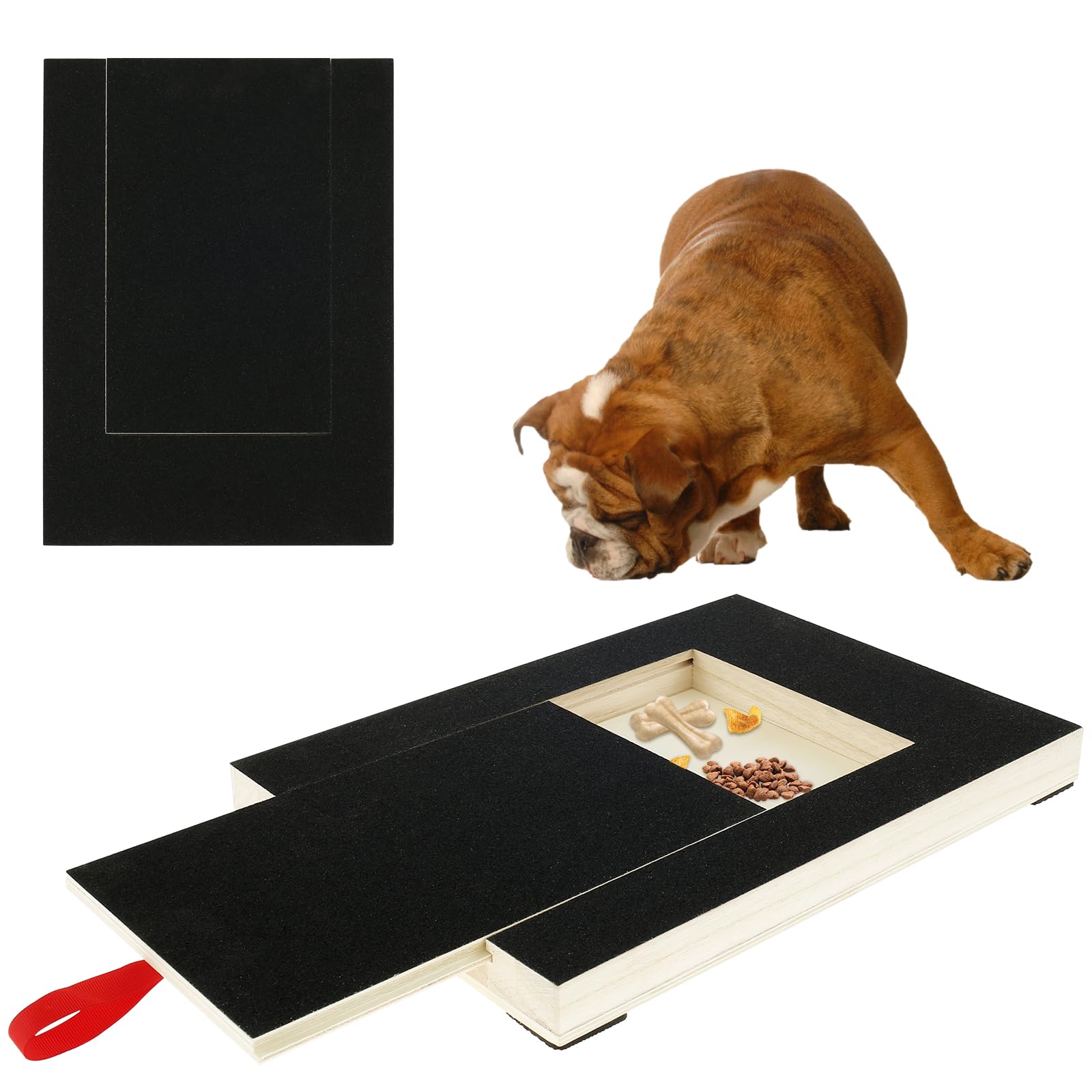 Dog Scratch Board for Nails Wooden Dog Nail File Board with Built-in Treat Box Dog Paws Trimming File Pad 34x24cm with 1x Sandpaper for Sensitive Dog Puppy Cat Nail Care