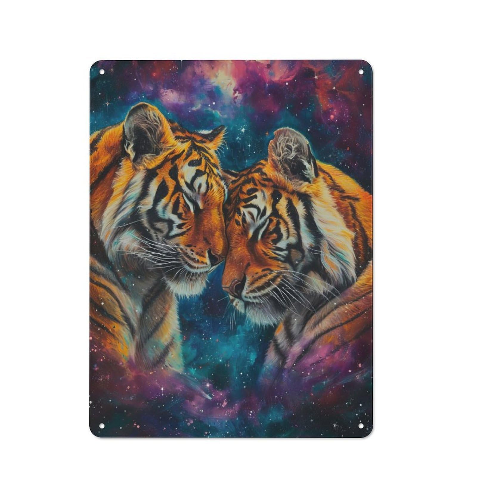 Junmoney Two Tigers In Love Retro-Style Metal Plaque 40X30cm For Kitchen Or Home Bar, Gift For Home Bar Enthusiasts During The Christmas Season