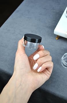 6 Adet Mika 10 ml Krem Kavanoz Küçük 4 cm Takı Siyah Kapaklı Mini Seyahat Krem Kavanozu