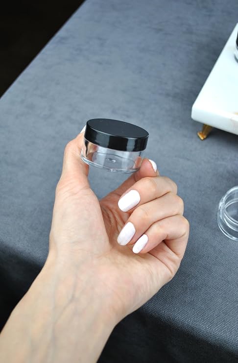 6 Adet Mika 10 ml Krem Kavanoz Küçük 4 cm Takı Siyah Kapaklı Mini Seyahat Krem Kavanozu