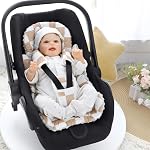 DILIMI Insert de siège de voiture pour bébé, tête de siège pour bébé avec 3 Paddings en bracelet, Coussin de siège de voiture pour poussette, balançoire, Bounceurs, Brown Checkered