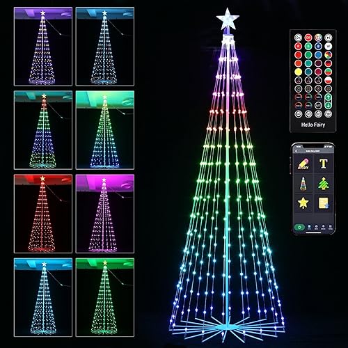 Miniatura 8 de Árbol de Navidad para Exteriores de 9 pies, 478 Luces LED, Árbol de Cono Espiral Inteligente con Aplicación y Control Remoto, Sincronización de