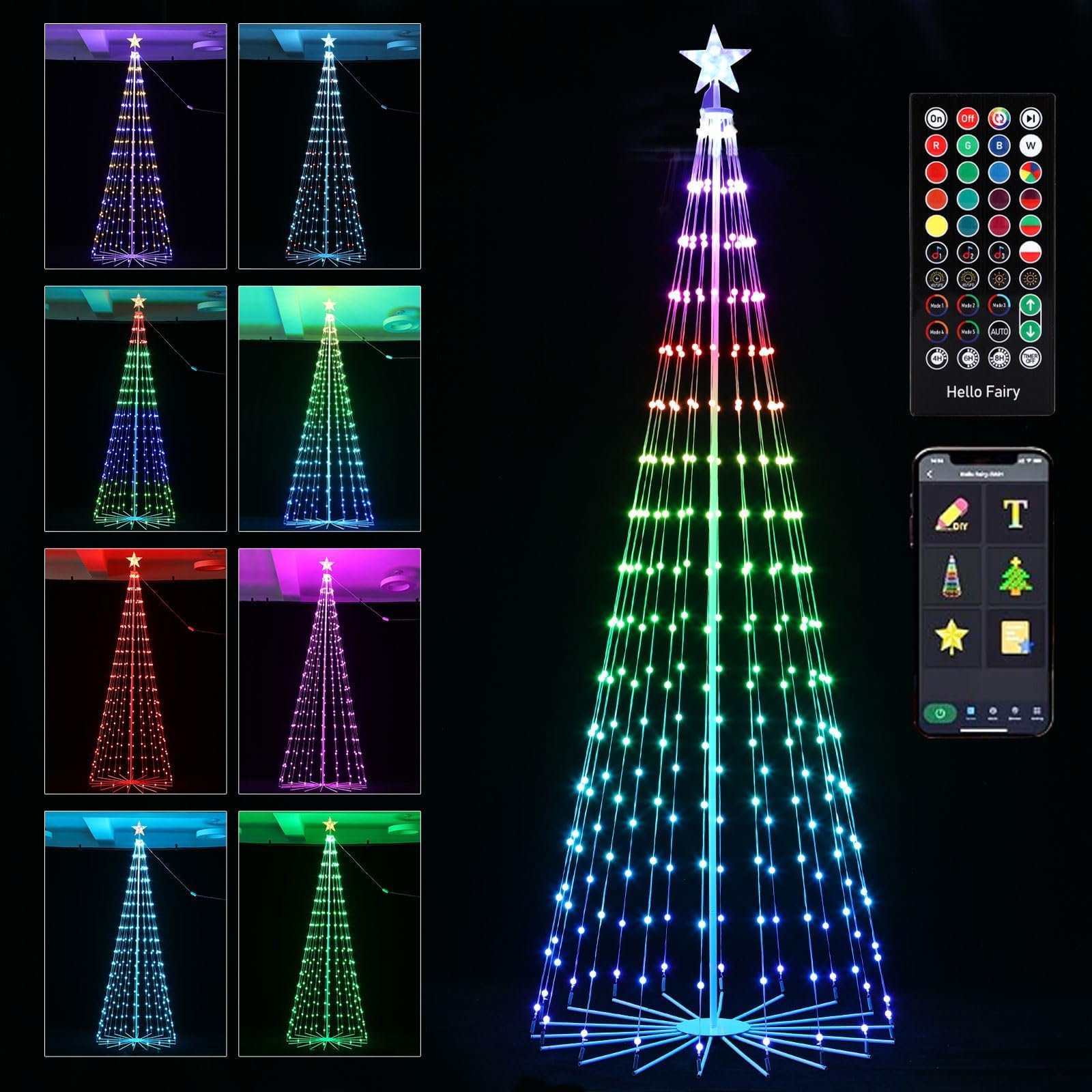 Amazon.com: NAWEISIX Outdoor LED Christmas Tree 7FT RGB Smart Cone