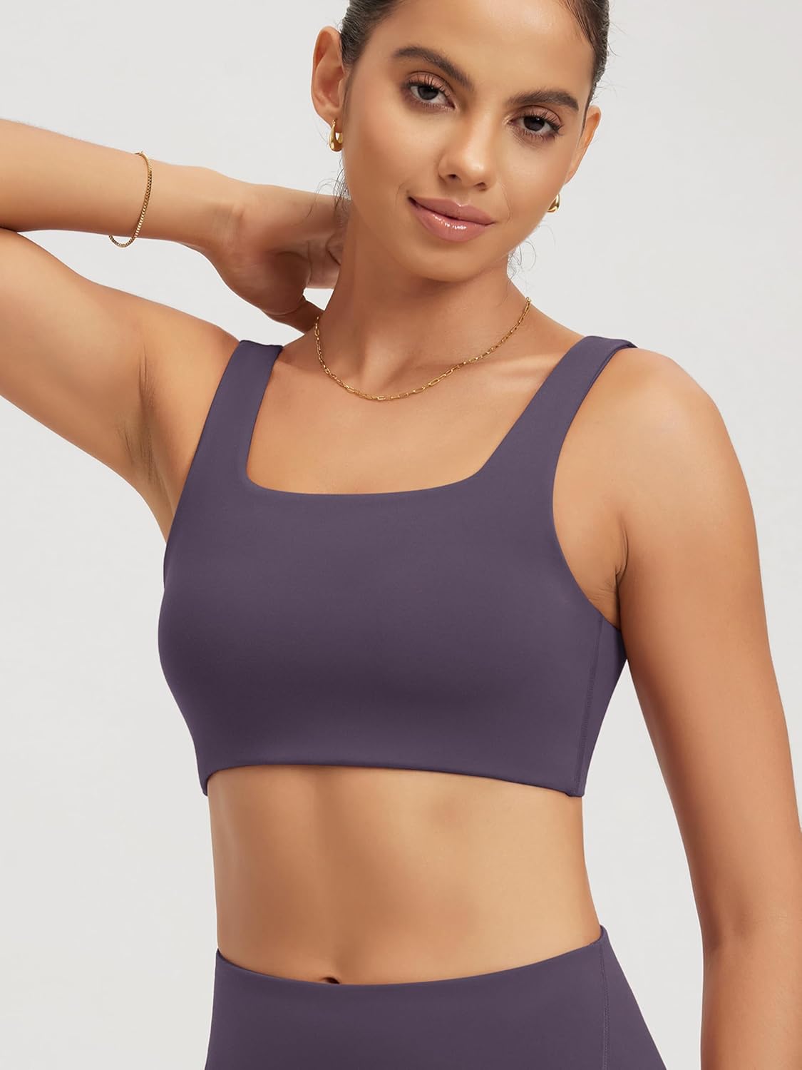 ODODOS Square Neck Sports Bra for Women Wirefree Non Padded Yoga Tank Workout Crop Tops - Image 2