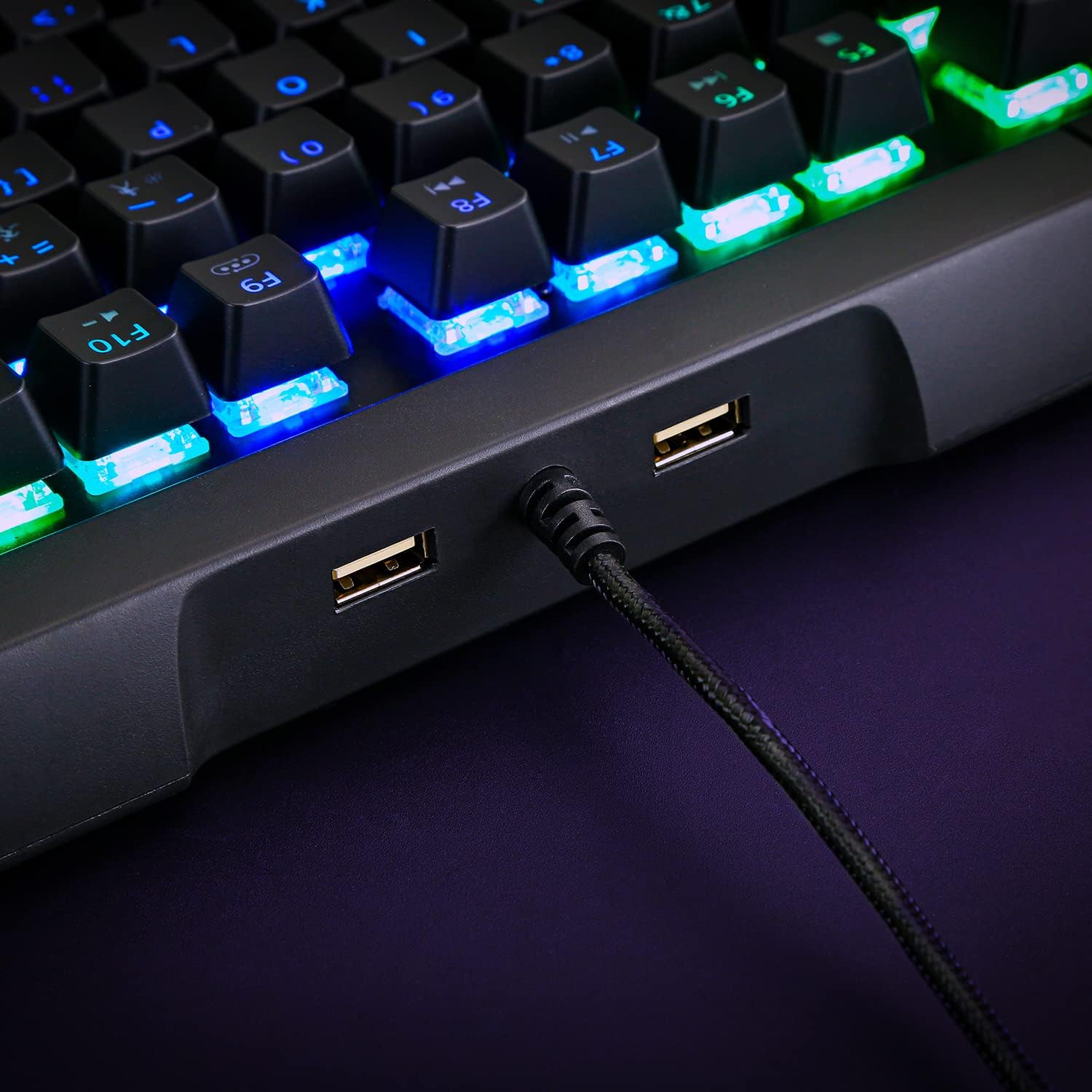 Teamwolf VOIDRAY EX Mechanical Gaming Keyboard Blue Switches Media Keys RGB Breath Changing Backlight Anti-Ghosting with 2 USB Ports : Video Games