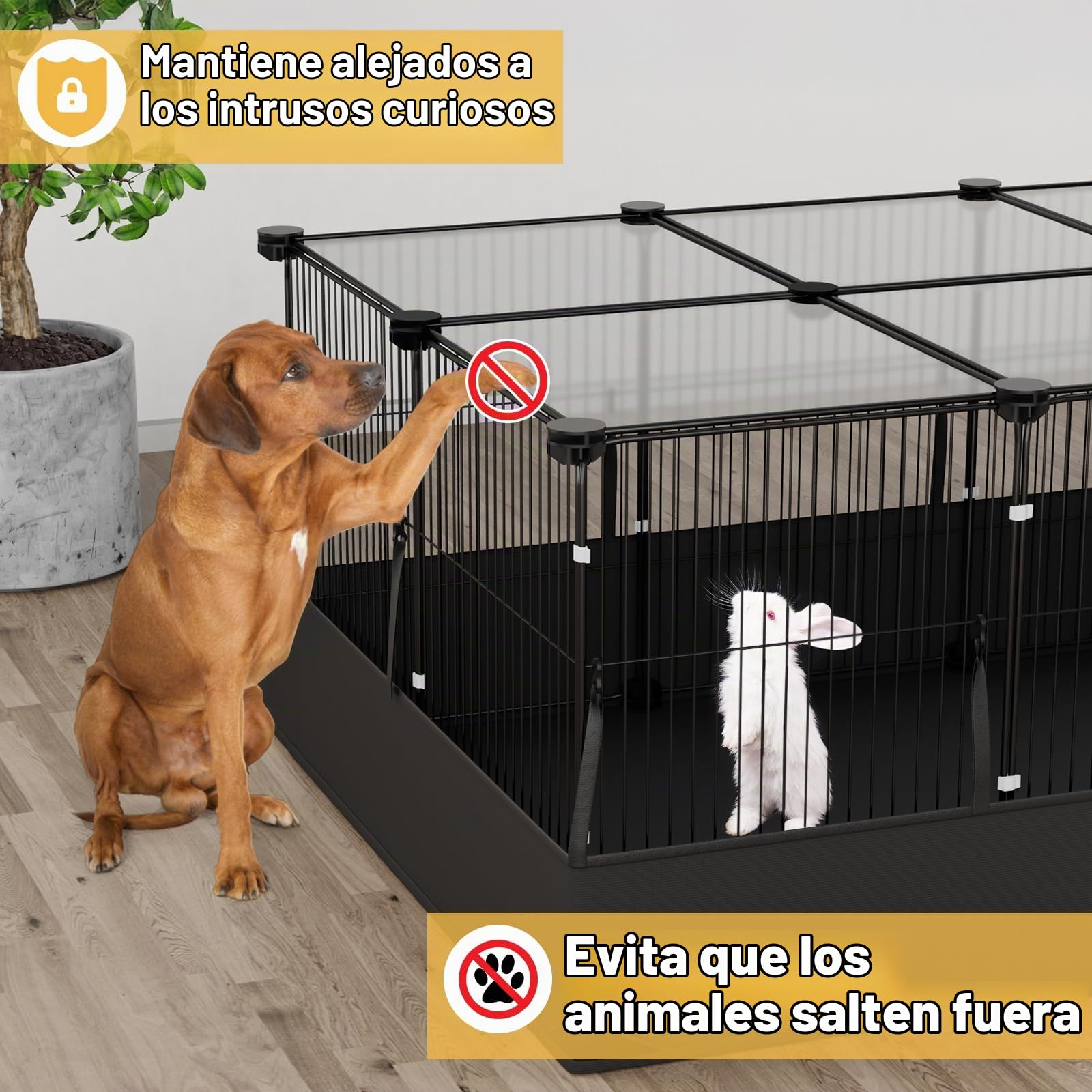 Aystkniet Jaula para cobayas, 122 x 60 x 40 cm (largo x ancho x alto) con cubierta, alfombrilla de suelo