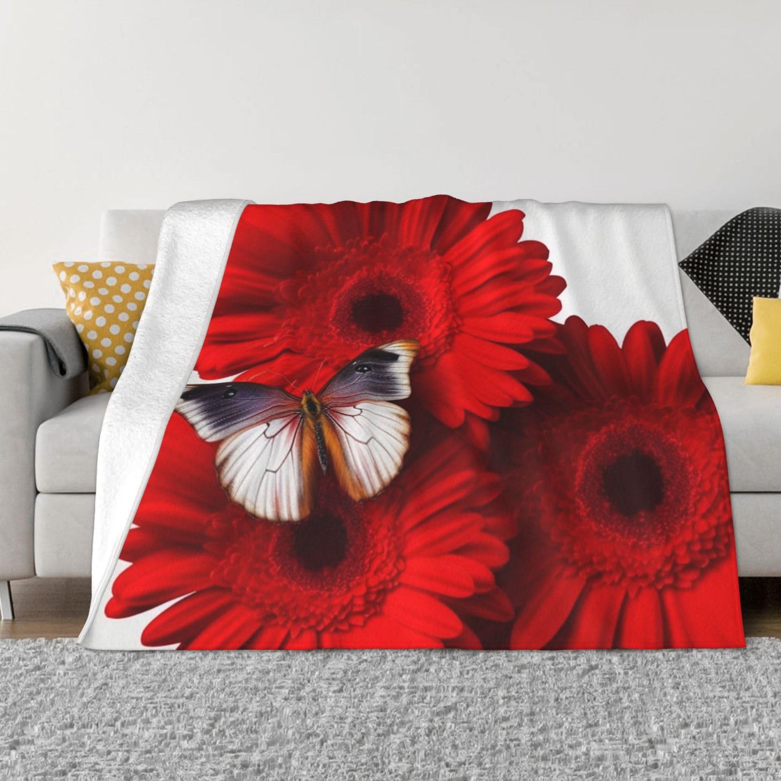 Couverture en flanelle douce imprimé floral plaid lit haut de gamme