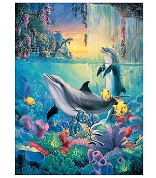 油絵:イルカ Amazon | paint by numbers イルカ 数字油絵 塗り絵 手塗り DIY