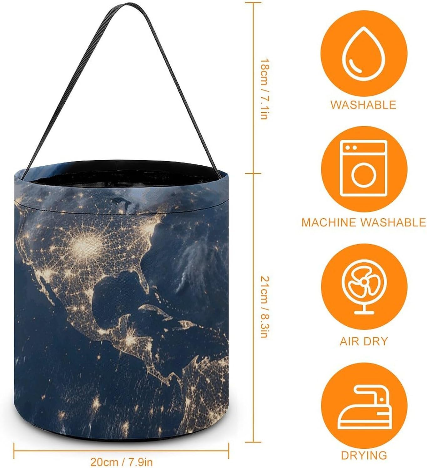DWVSFJM Earth from The Outer Space Halloween Tote Candy Bag Foldable Handheld Bucket Reusable Candy Basket With Handles Multipurpose Portable Gifts Bags For Festival Party Gathering image 2