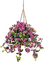 Vista 9 de Nearly Natural Cesta colgante de buganvillas resistente a los rayos UV (interior/exterior)
