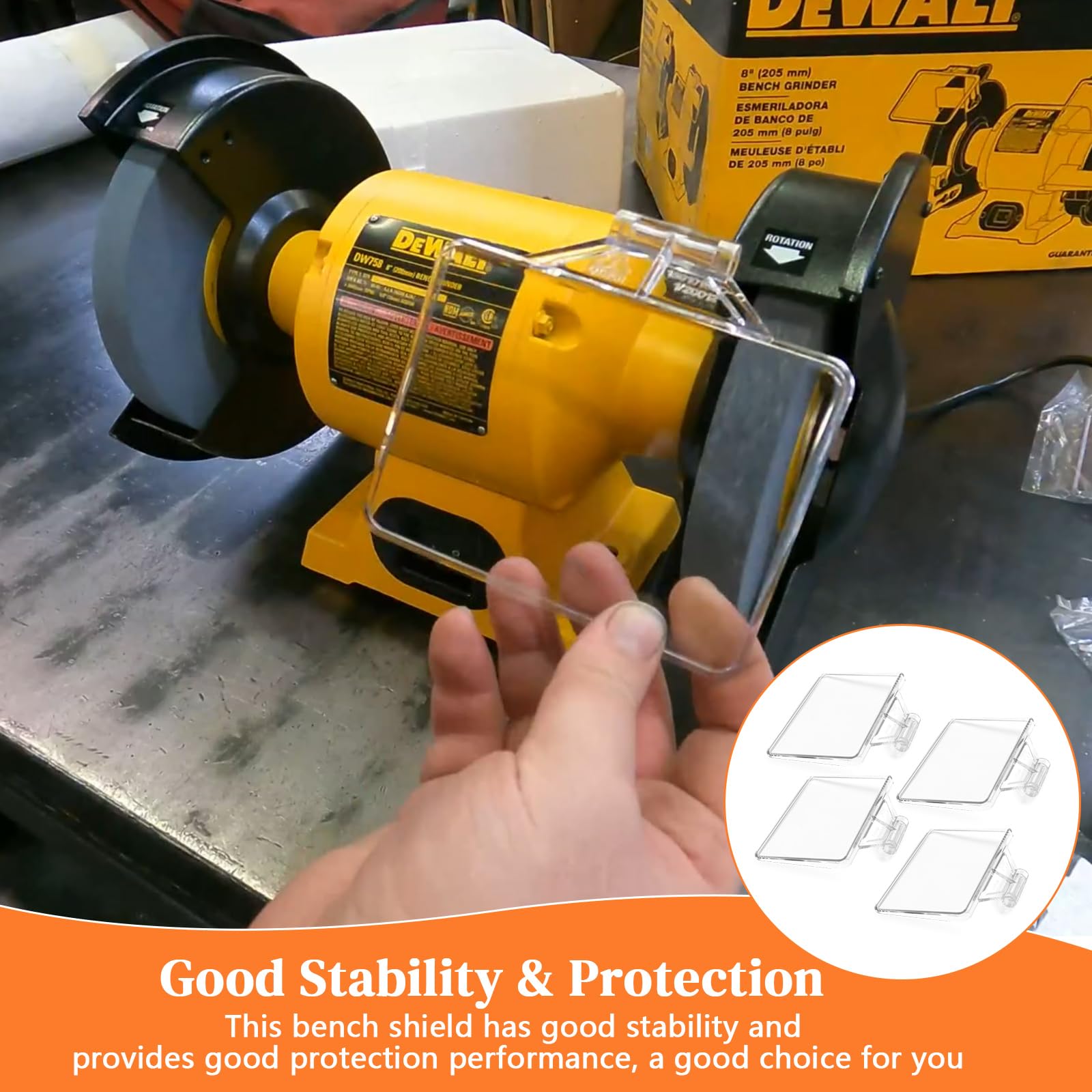 Paquete de 4 protectores oculares de repuesto para amoladora de banco 5140170-64 para DeWalt (4)