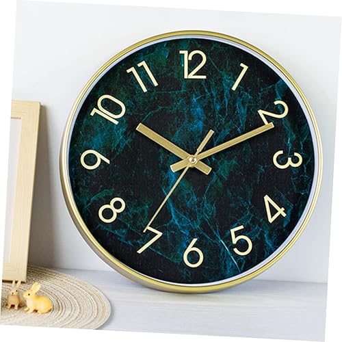 Miniatura 8 de ABOOFAN Reloj silencioso de imitación de grano de madera reloj de pared decoración de oficina decoración interior mármol decoración única relojes de
