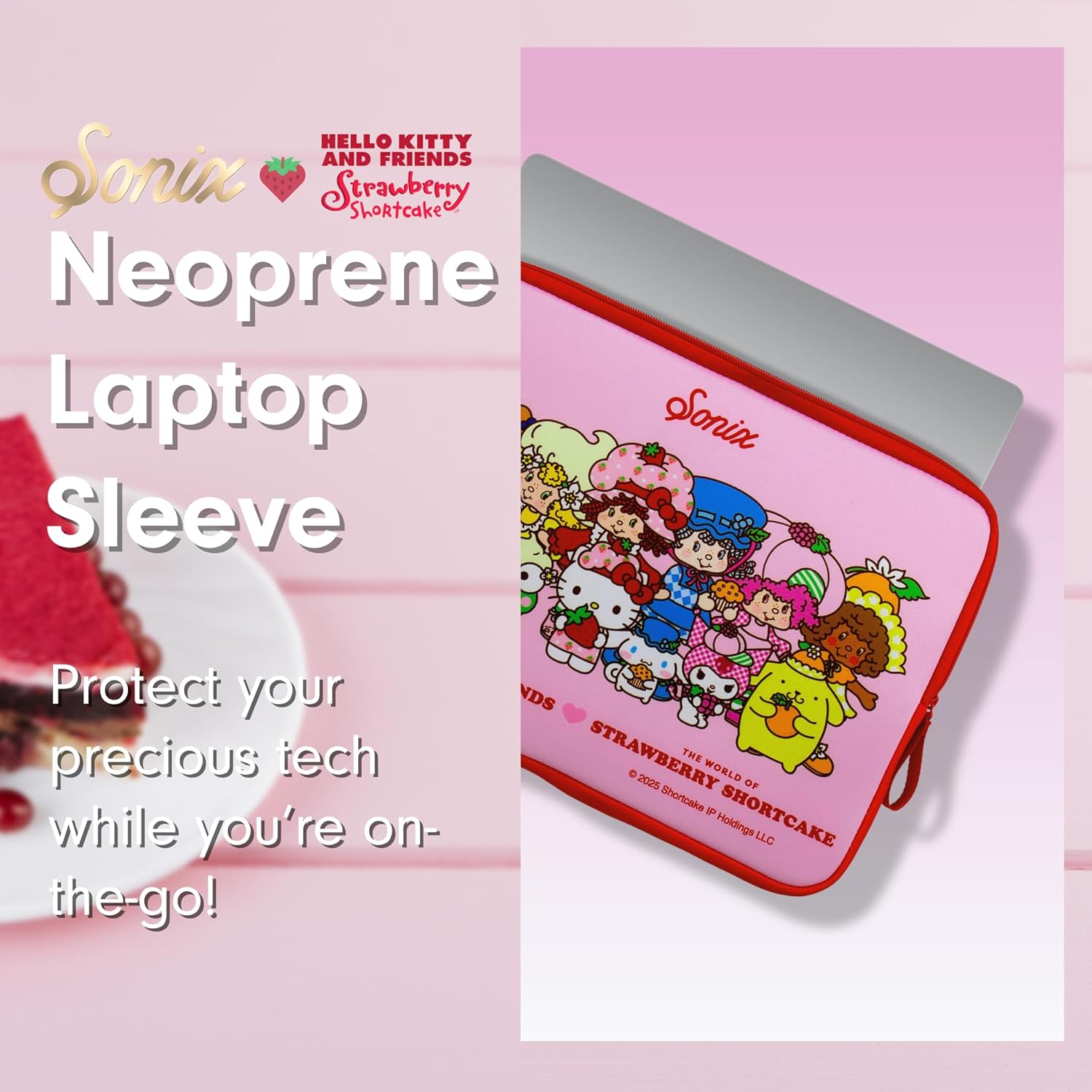 Sonix x Sanrio Slim Laptop Sleeve 16 inch, Neoprene Computer Cover Case, Protective Tech Bag | Hello Kitty and Friends x Strawberry Shortcake - 16" - Image 5