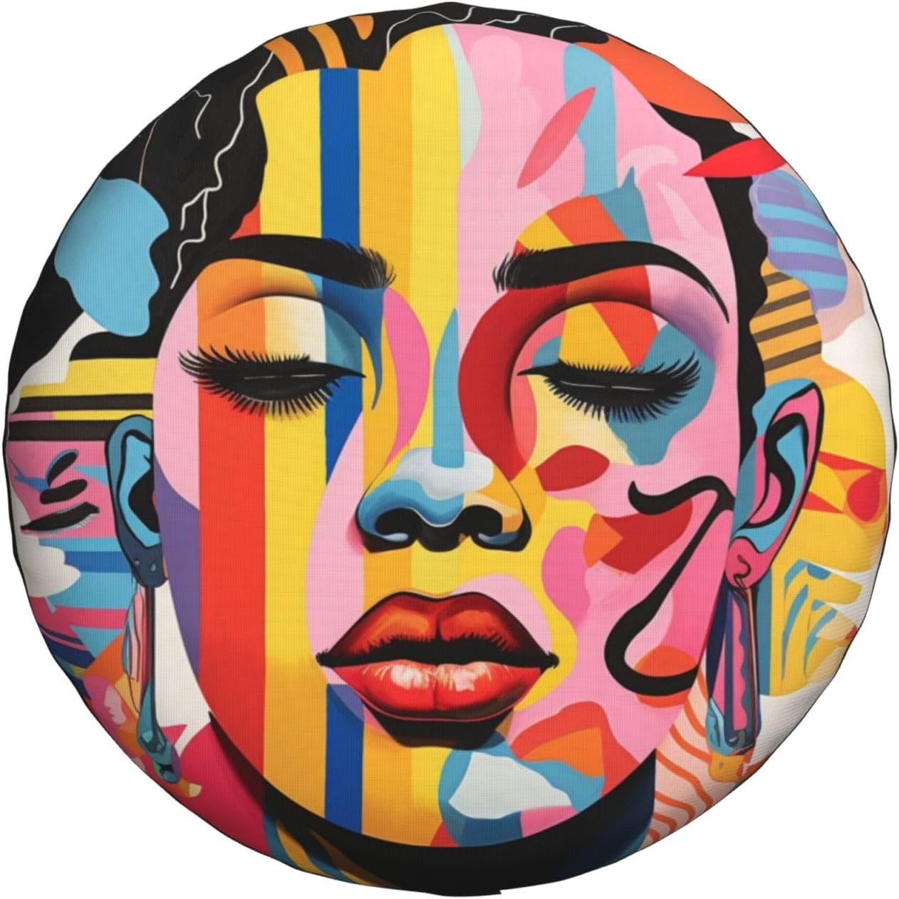 Colorful Woman Face Spare Tire Cover, 14 Inch Sunproof Waterproof Wheel Gua