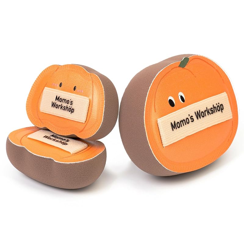 Esponjas de maquiagem Pumpkin momo's workshop para base e corretivo, 3 unidades