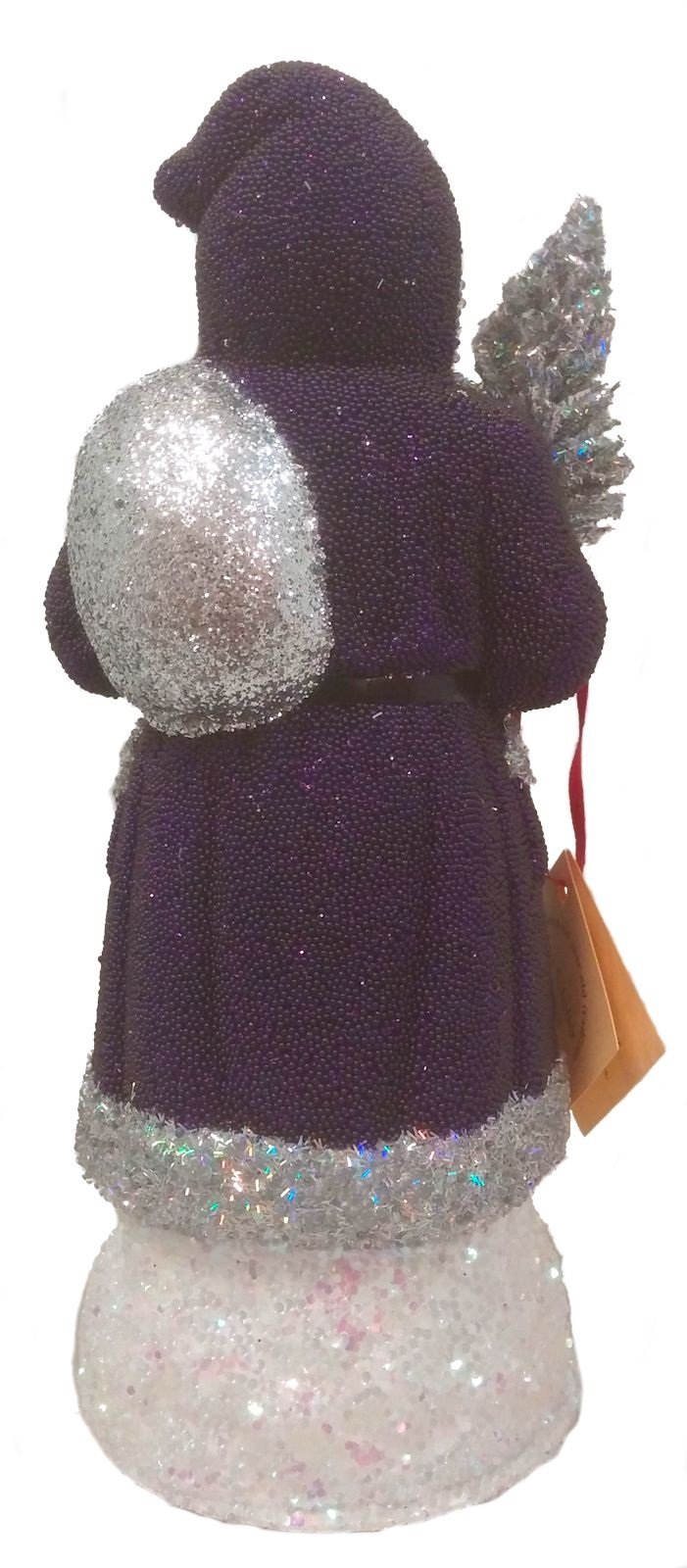 Pinnacle Peak Trading Company Ino Schaller Purple Beaded Santa with Silver Tree German Paper Mache Germany