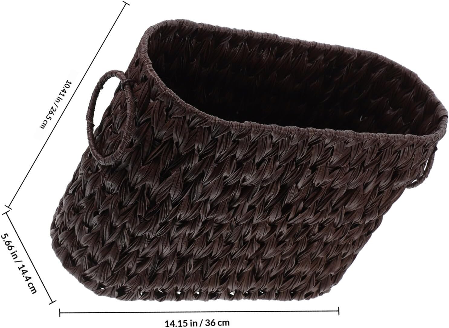 Coffee Woven Storage Basket with Dual Handles for Magazines