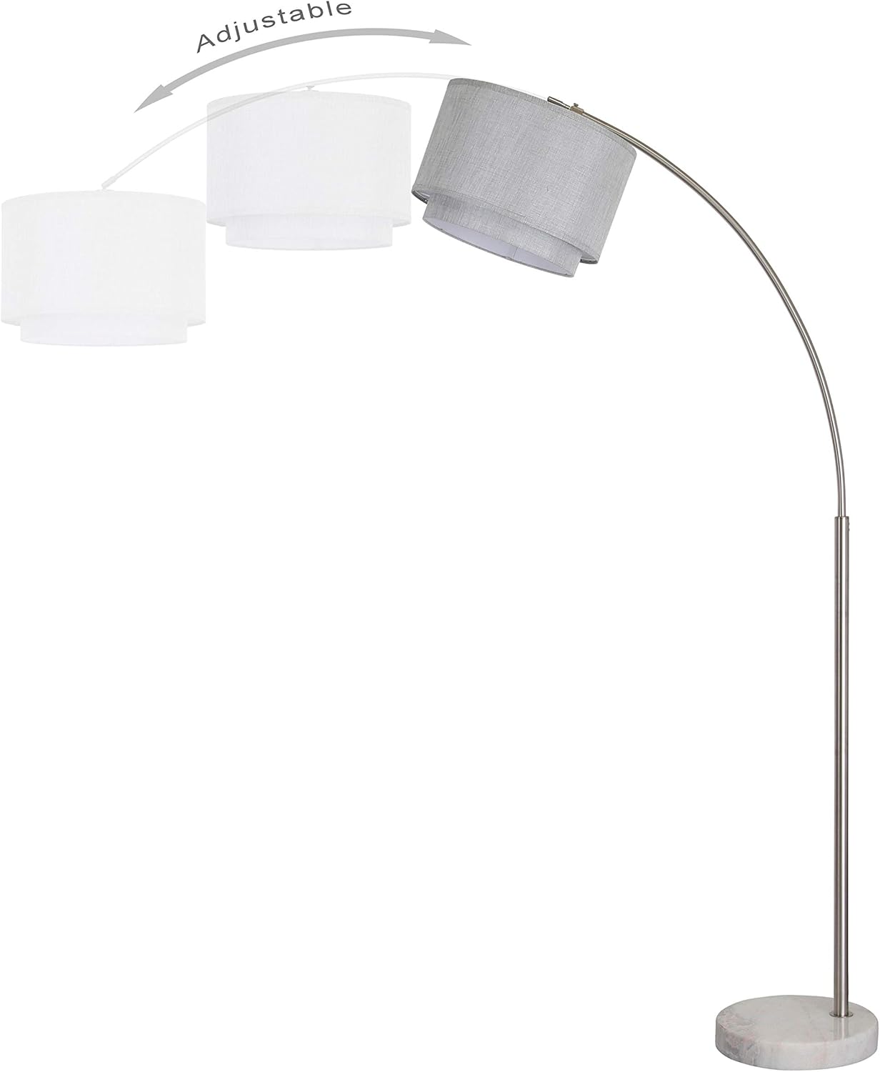 Major-Q Modern Arcing Floor Lamp - Tall Stand Up Arching Drum Shade - Large Contemporary Floor Lamp for Dining Rooms and Bedrooms - Corner Lamp for Office Lighting and Home Décor