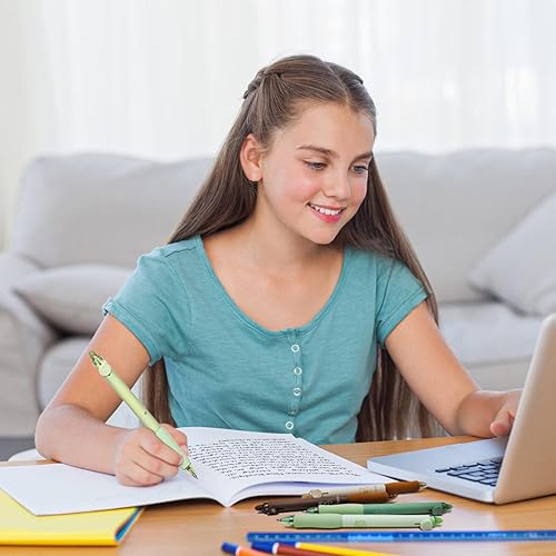 Miniatura 8 de BAYTORY 8 bolígrafos de gel retráctiles borrables, bolígrafos de tinta azul y negra con borrador, escritura suave, cómodos de usar para tomar notas,