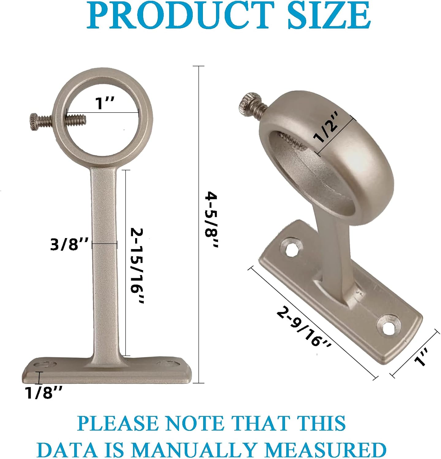 Curtain Rod Bracket, 4 Pcs Ceiling Rod Brackets & Wall Holders, Silver