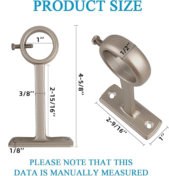 Curtain Rod Bracket, 4 Pcs Ceiling Rod Brackets & Wall Holders, Silver