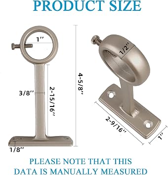 Curtain Rod Bracket, 4 Pcs Ceiling Rod Brackets & Wall Holders, Silver
