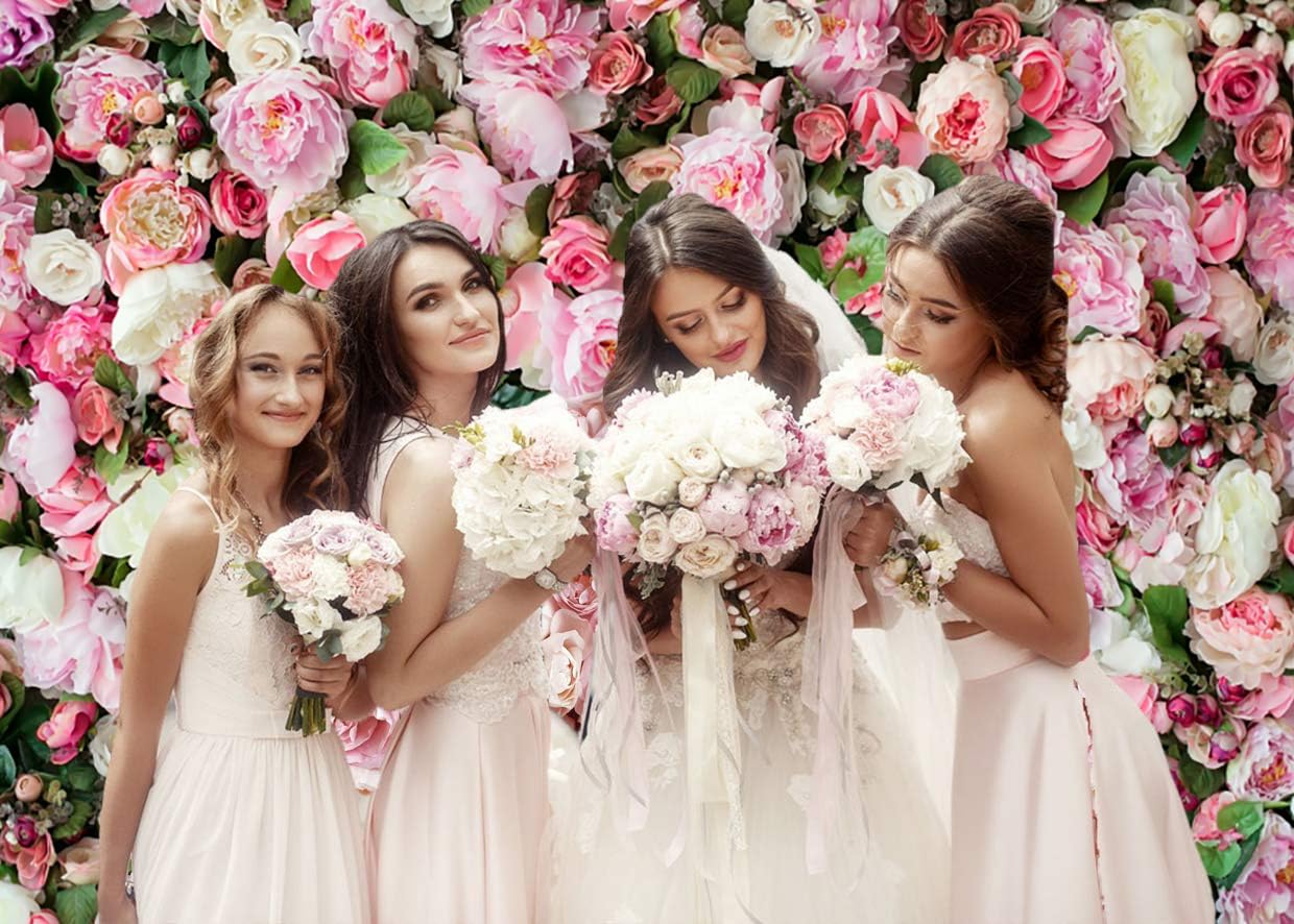 3x2.4m Sfondo floreale parete rosa 3D floreale Fotografia sfondo ragazze festa di compleanno matrimonio doccia nuziale decorazioni partito ritratto Photoshoot Banner Photo Booth oggetti di scena
