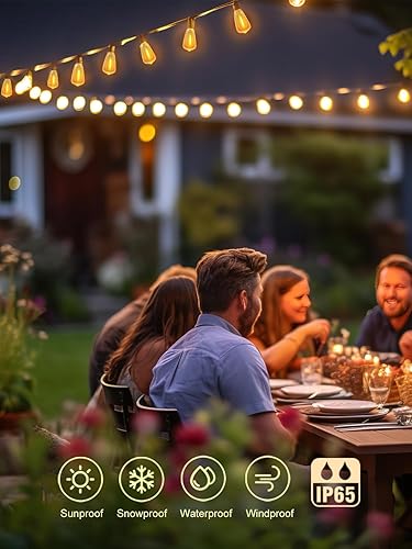 Miniatura 2 de DAMAING Guirnalda de luces LED para exteriores de 144 pies para exteriores con 47 bombillas Edison S14 de plástico, luces colgantes resistentes al