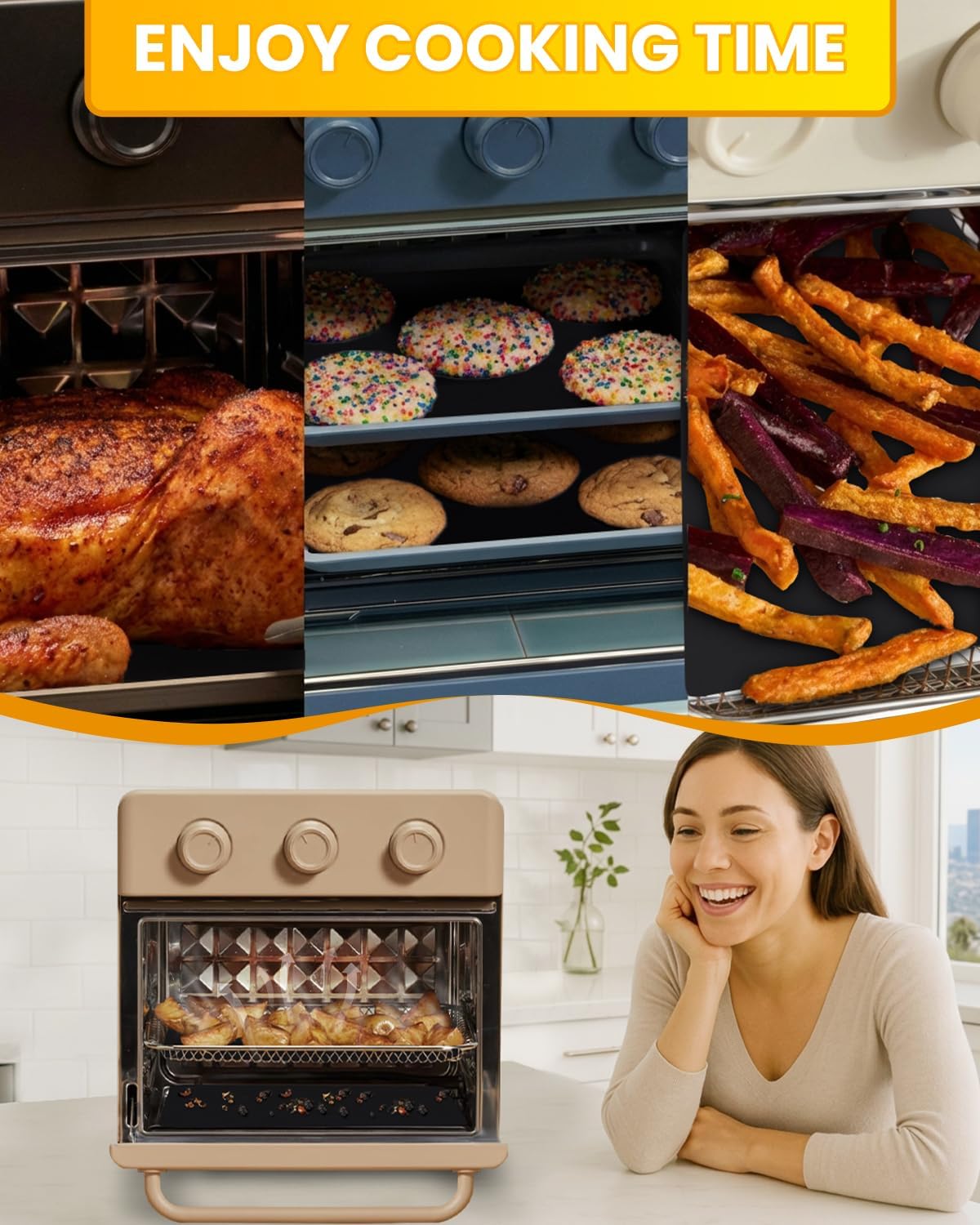 4PCs Nonstick Teflon Oven Liners Compatible with Our Place Wonder Oven