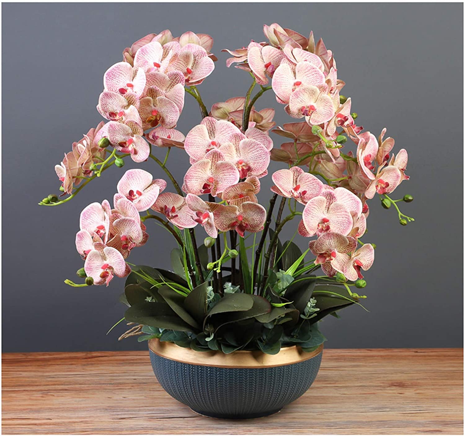 CAFIEDR Jiachaoyi Elegant Phalaenopsis Orchids Bonsai Tabletop Fake Orchid Plants Decoration For Home/Office/Parlor/Wedding Party Home Decor.