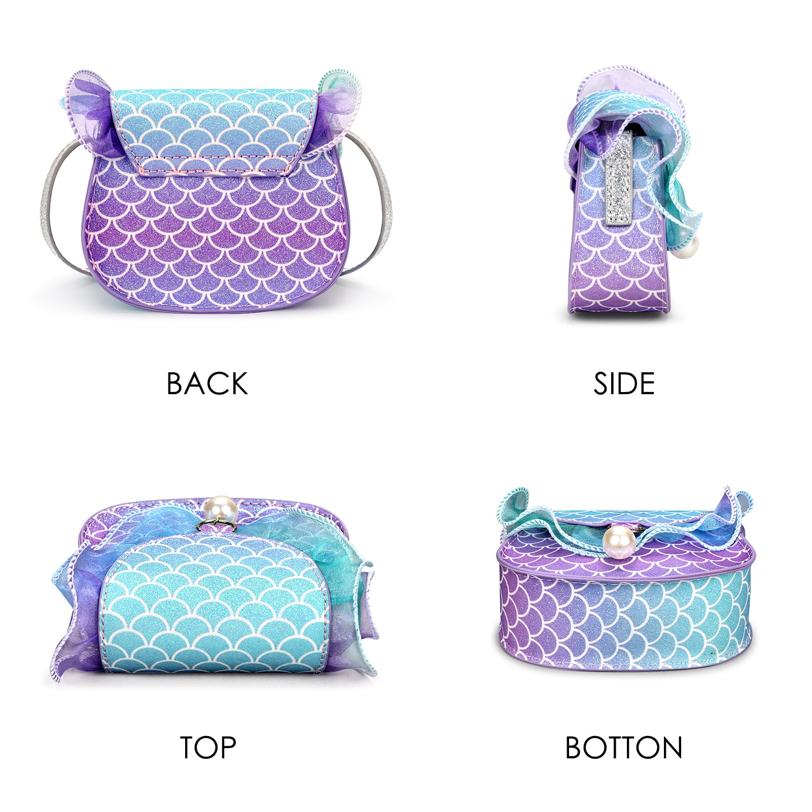 Bolso para niñas pequeñas, regalos para niñas de 3 a 8 años con joyas de vestir, accesorios de juego de simulación, juguetes de sirena para niñas de 4 a 5 años 6