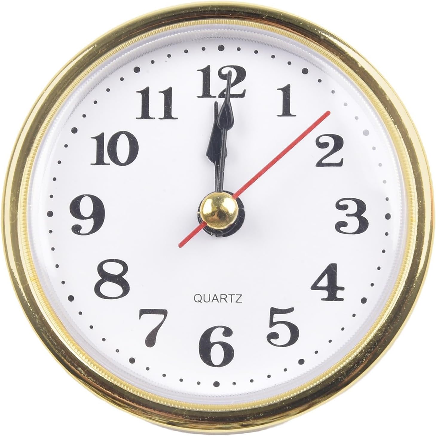 65mm Quartz Clock Insert Movement Replacement DIY Wall Clock Projects – Gold Arabic Number with Transparent Lens, + Construction, Requires 1 AAA Battery