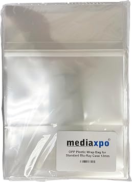 Mediaxpo 200 OPP Plastic Wrap Bag for Standard Blu-Ray Case 12mm
