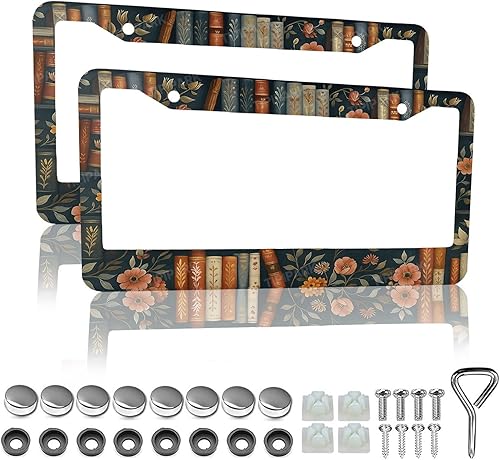 Miniatura 14 de Marcos de matrícula retro de rayas - 2 paquetes de soporte de matrícula divertidos y personalizados de acero inoxidable para piezas decorativas de