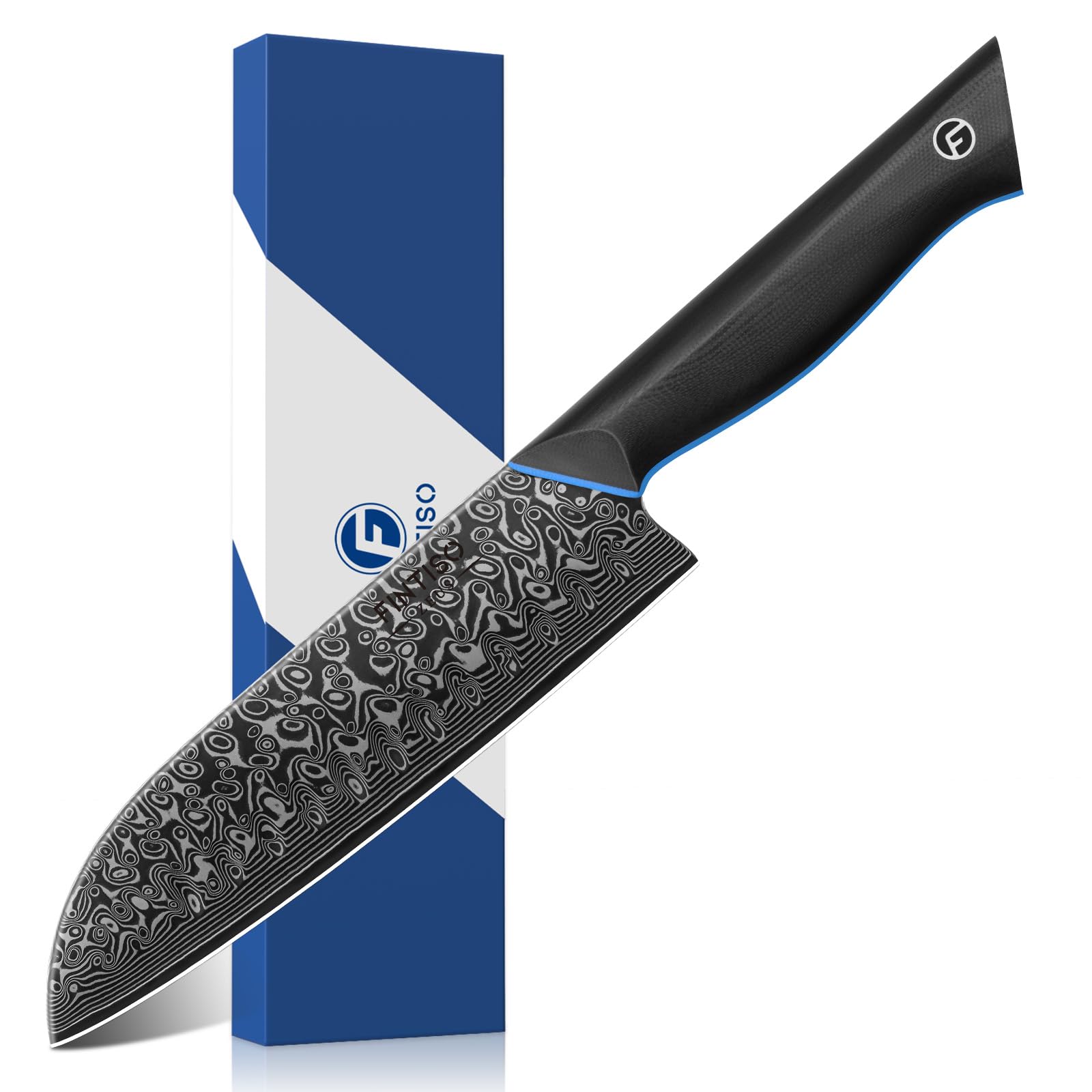 Santoku Knife 7 Inch, 67-Layer Damascus Steel Chef Knife with G10 Handle