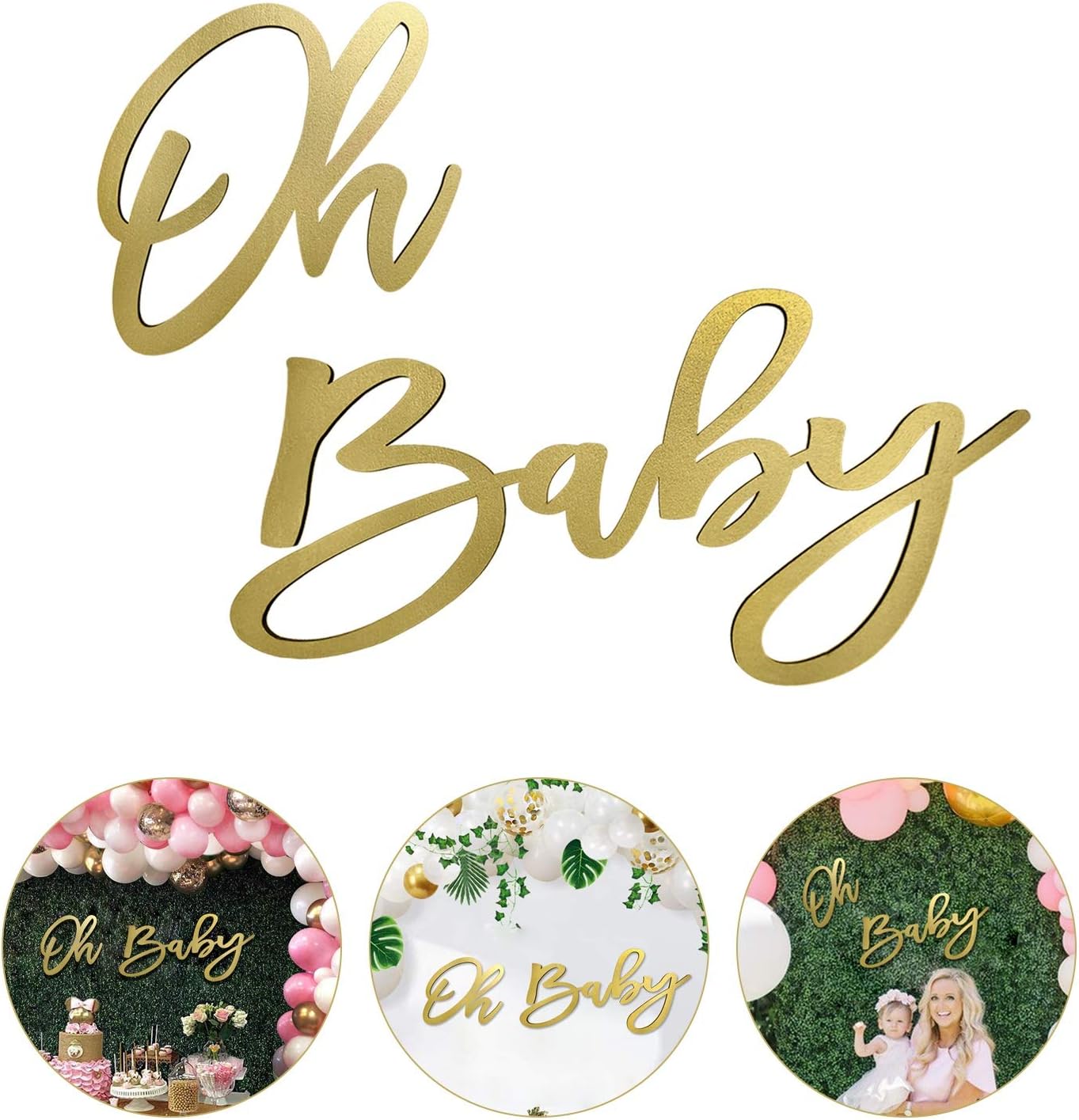 Wooden Baby Shower Sign with Gold Painted, Perfect Party Banner for Baby Shower Boy/Girl Decorations Gender Reveal Backdrop Party Photography Background