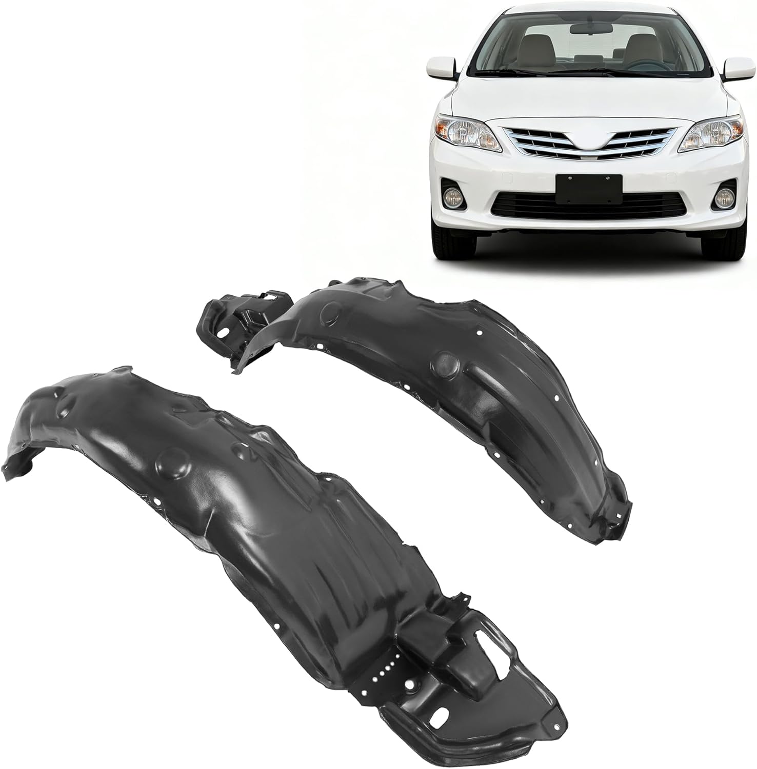 Front Fender Liner Inner Panel Left and Right Driver/Passenger Side Compatible with 2011-2013 Toyota Corolla Replacement for 5387502370 5387602370 TO1249162 TO1248162