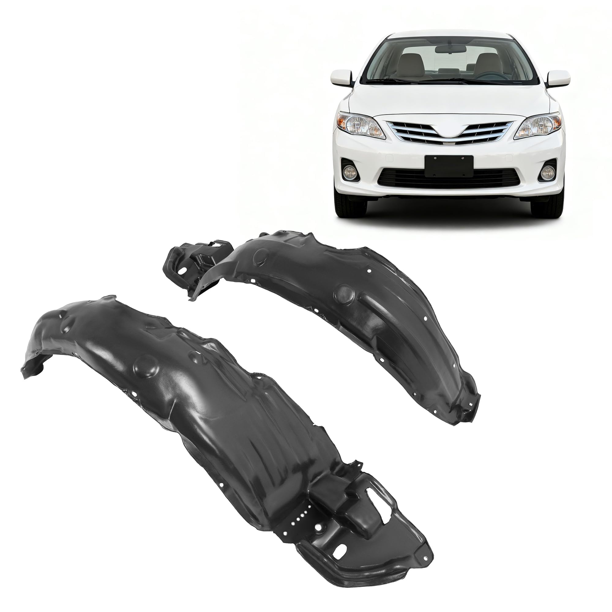 Photo 1 of ** ONLY ONE** ALMULOO Front Fender Liner Inner Panel Left and Right Driver/Passenger Side Compatible with 2011-2013 Toyota Corolla Replacement for 5387502370 5387602370 TO1249162 TO1248162